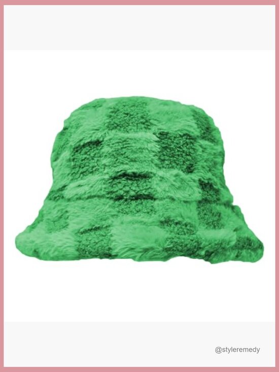Faux Fur Bucket Hat Adjustable Drawstring Lightweight Windproof